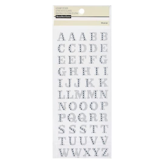 12 Packs: 55 ct. (660 total) Glitter Rhinestone Alphabet Stickers by Recollections™